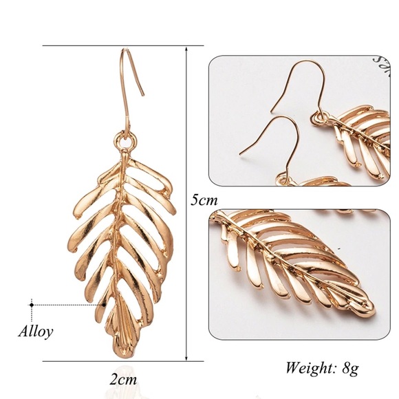 Gold Leaf Earrings - Picture 2 of 5